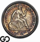 1871 Seated Liberty Half Dime *Rare This Nice* AU++