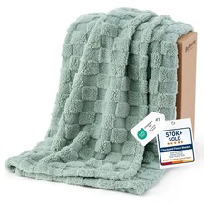 Bedsure GentleSoft Sage Green Throw Blanket for Couch - Checkered Cute Fleece Bl