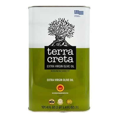 Terra Creta 100% Pure Greek Olive Oil | Cold Extracted 3Ltr - (101.4 fl.oz) Tin