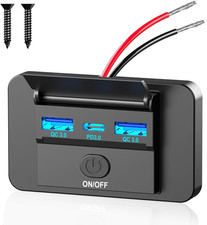 72W 12V USB Outlet Panel Wall Mount, 36W USB C and Dual QC 3.0 18W Car USB Port
