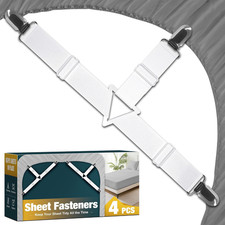 4 Packs Bed Sheet Fasteners Adjustable Mattress Cover Straps with Metal Clips