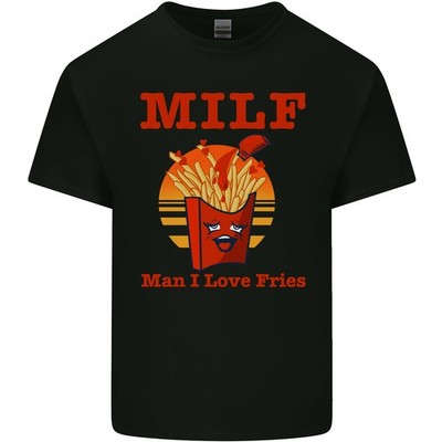 Milf Man I Love Fries Lustig Essen Herren Leichte Baumwolle T-Shirt