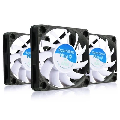 AABCOOLING SUPER SILENT FAN 6 CASE FAN 60mm QUIET 17.3 dB - 3 PIECE PACK