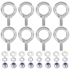 8Pcs M6 x 14mm 304 Stainless Steel Lifting Shoulder Eye Bolt with Nuts Washers