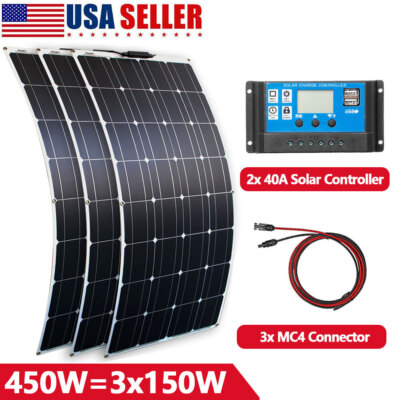 900W Flexible Solar Panel Kit 40A MPPT Solar Charge Controller Off Grid RV boat