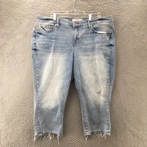 Torrid Cropped Skinny Womens 22 Blue Light Wash Denim High Rise Zip Fly Raw Hem