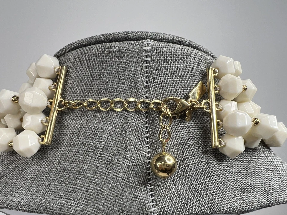 Kate Spade Blanco Cremoso CORTE A LA PERSECUCIÓN Grueso Collar Chapado en Oro Herrajes Foto 3 de 4