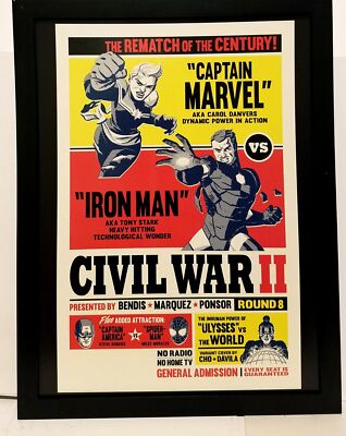 Captain Marvel vs Iron Man by Michael Cho 9x12 FRAMED Art Print Comics Poster