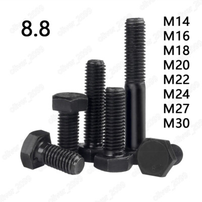 Black 8.8 Steel Hexagon Bolts Hex Head Cap Screws DIN933 M14 M16 M18 M20 M22-M30