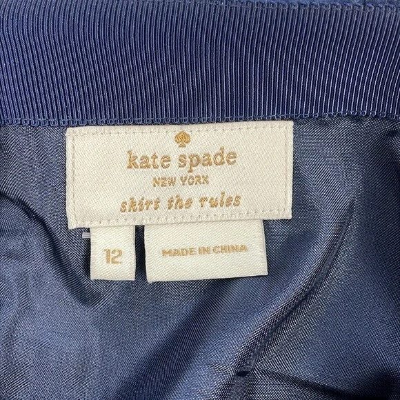 Falda Kate Spade Blur a Cuadros Suave Mezcla de Lana Cremallera Bolsillo Azul Lápiz Recto Foto 4 de 4