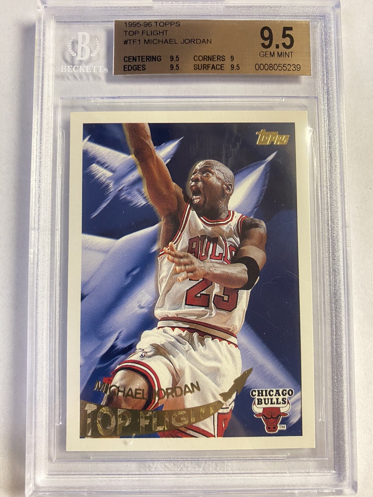 BGS 9.5 1995-96 TOPPS TOP FLIGHT MICHAEL JORDAN RETAIL INSERT POP 25 LAST DANCE