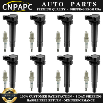 CNPAPC Ignition Coil UF230 & Spark Plug For Toyota Tundra Sequoia 4.7L V8/8 Pack