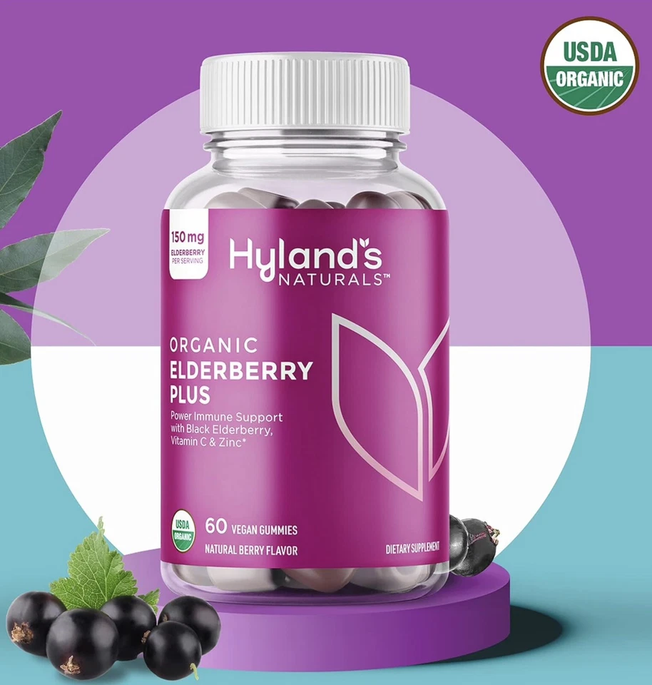 Gomitas Hyland's Naturals ELDERBERRY PLUS 60ct cada potencia apoyo inmunológico frescas Foto 3 de 4