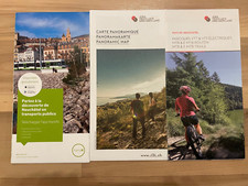 JURA Three Jeziora-Land Szwajcaria Zestaw 3 mapy Plan miasta Mapa panoramiczna Trasy MTB