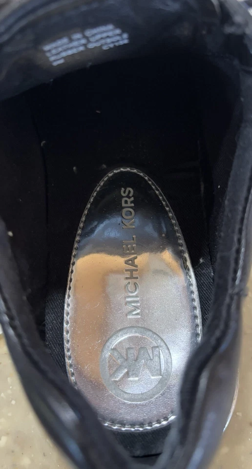 Michael Kors Womens MK black / silver Leather Casual Sneakers Size 9 - Image 3 of 4