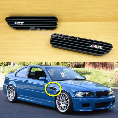 20012006 Fit BMW E46 M3 Side Fender Air Vents Trim Cover Matte Black 2