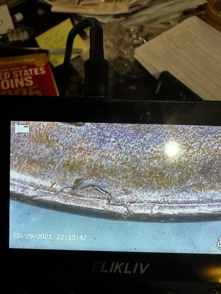 1938  D DDO, Reverse doubled Lettering, lamination Break & Die Breaks - Image 3 of 4