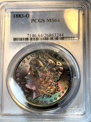 1883 O Toned Morgan $💎💎PCGS MS 64💎💎Big Money Monster Colors 💎💎(SEE VIDEO)