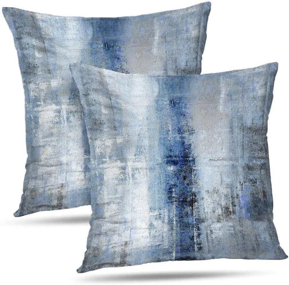 Alricc Blue and Grey Abstract Art Artwork Pillow Cover Gallery
