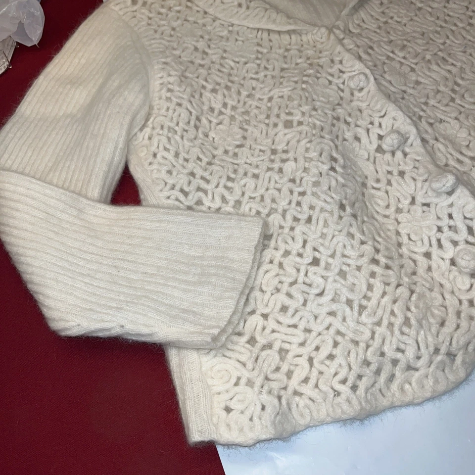 1X Cárdigan Coldwater Creek ANGORA Sudor, Botón Delantero Abuela Cottage Marfil 1X Foto 2 de 4