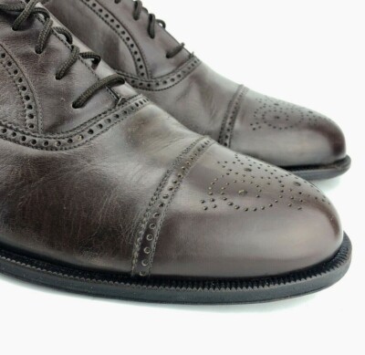Bruno Magli Charles Brown Leather Oxford Shoes Cap Toe Brogue Men\'s Size 8 M Bruno Magli Charles Brown Leather Cap Toe Oxfords Shoes Made  main image 4