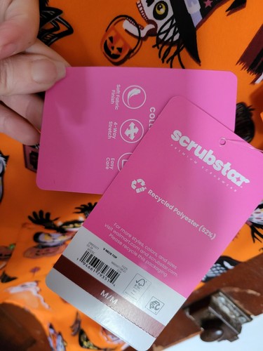 NWT Scrubstar Women's M Orange Halloween Short Sleeve V Neck Scrub Top - Picture 4 of 6