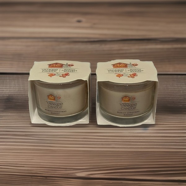 Juego de 2 velas Yankee Candle Munich Christmas Market votivas MINI tarro de 1,3 oz cada una