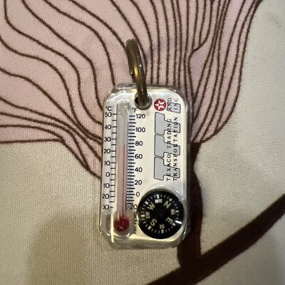 Texaco Trading Transport Therm-o-compass   Zipper Pull Compass and Thermometer