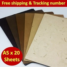 20x Mulberry Paper Sheets Handmade Natural Brown Tone Invitation Multicolor