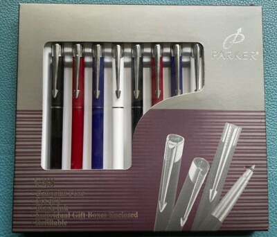 Parker V88 Ballpoint Pens. A Set Of 8 Pens, New In Box.