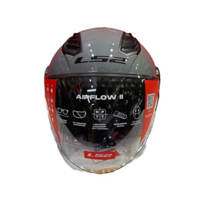 Helmet Jet With Visor LS2 OF616 Airflow II Scooter Grey Polished E2206