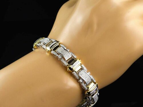 7.5CT Moissanite Men's Bracelet Hip Hop 14kYellow Gold Plated Silver 925 - Picture 5 of 6