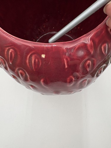 Vtg McCoy Pottery Strawberry Cookie Jar Dark Red White Glaze RARE Drip Glaze 10" - Picture 8 of 9
