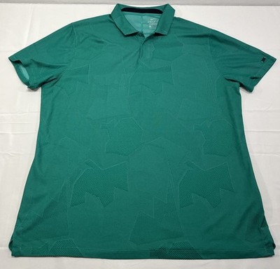 Nike Tiger Woods Dri Fit ADV Stretch Golf Polo Shirt Mens Large Green Geomet 2XL