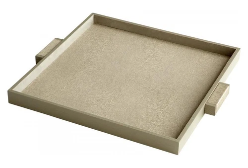 Shagreen Brooklyn 22.25 Inch Wide Leather and Wood Tray - Picture 1 of 1
