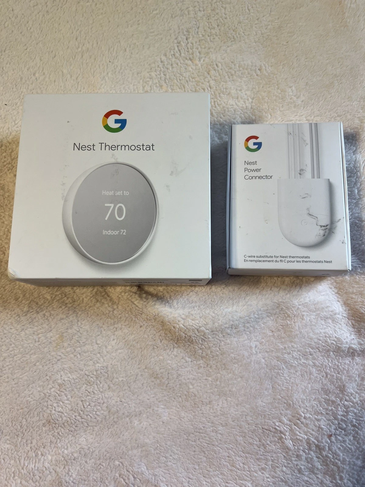 Google Nest Smart Thermostat & Power Connec - Snow - GA01334- G4CVZ New Open Box