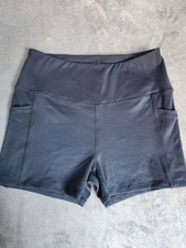 New Varley Womens Navy Blue Flat Front Pockets Activewear Biker Shorts L Large