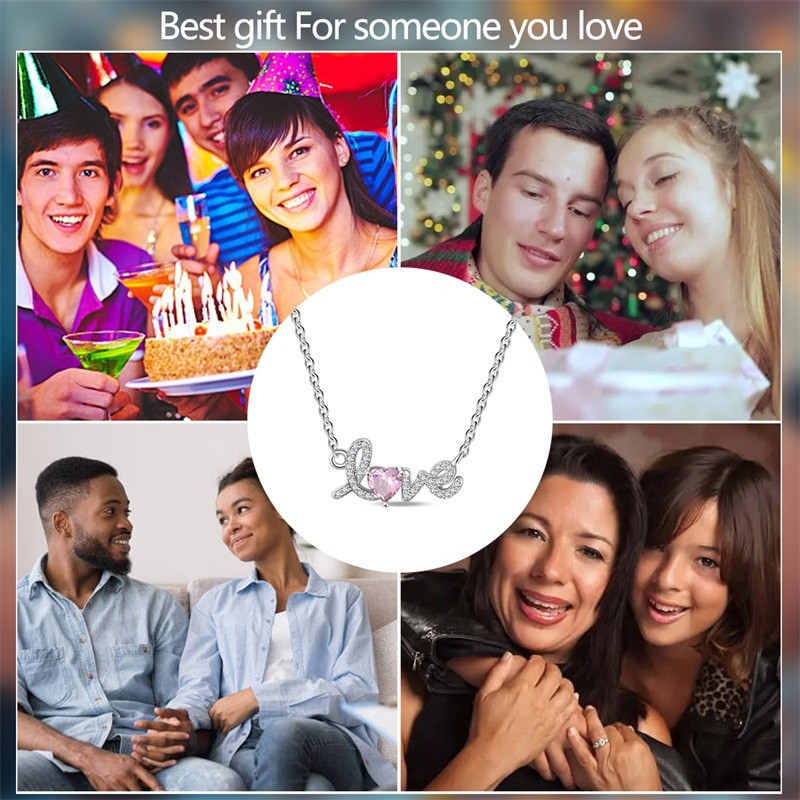 KUNSIR 925 Sterling Silver LOVE Letter Necklace For Women Valentine's Day Gifts