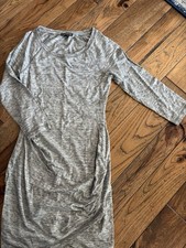 Express Heather Gray Fitted Dress. Small, midi length