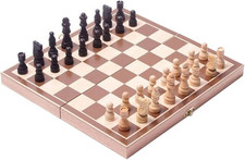 15" Classic Vintage Standard Folding Wooden Chess Set, Foldable Games Board C...