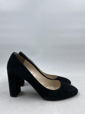 Prada Black Suede Block Pumps Heel W 8