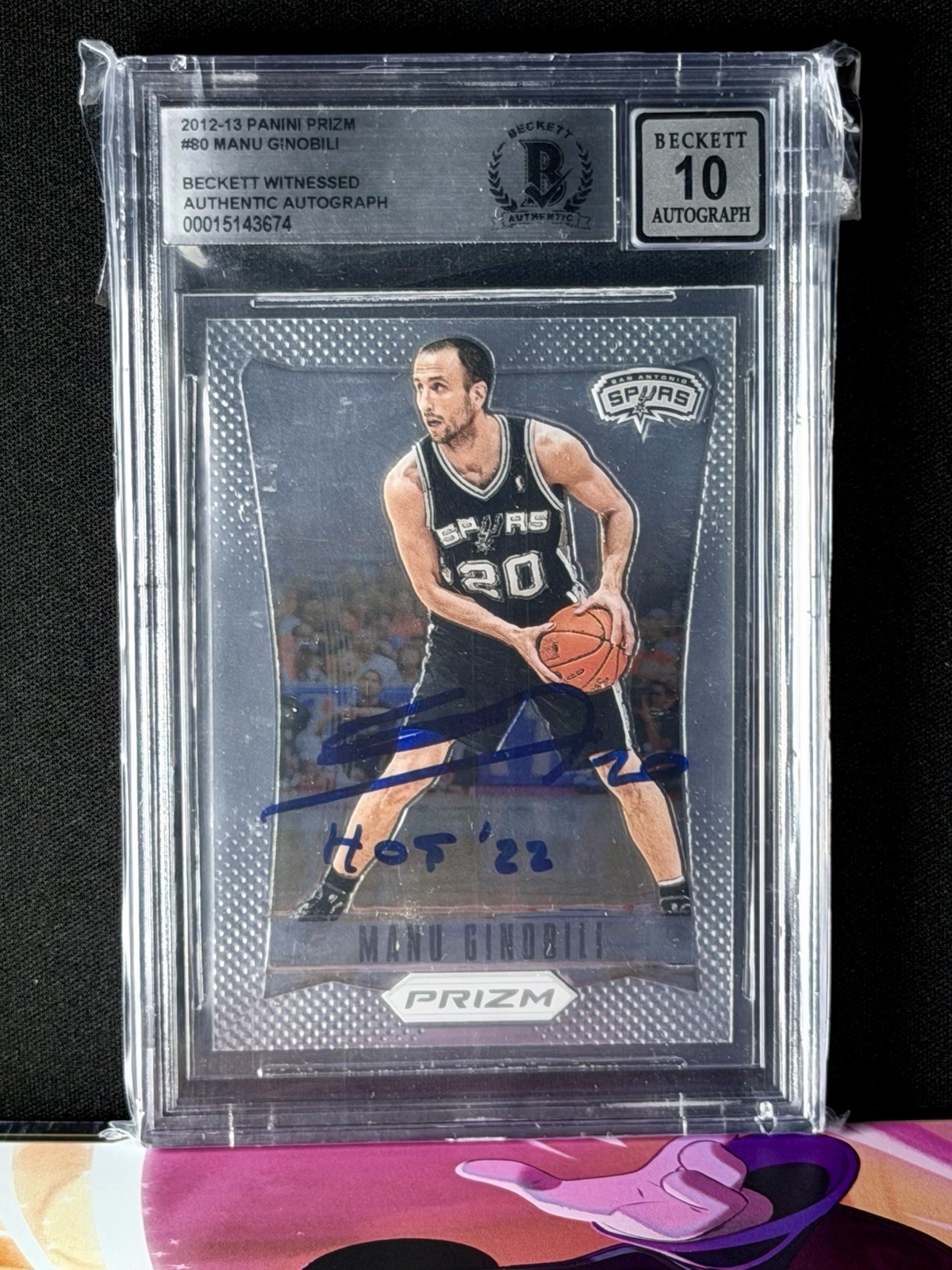 Manu Ginobili Inscribed Auto 2012-13 Panini Prizm #89 HOF ‘22 BGS 10 AUTO Spurs