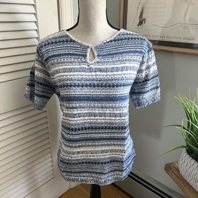 Vintage Basic Editions Sweater Womens Large Blue Retro 90s Preppy Soft Girl