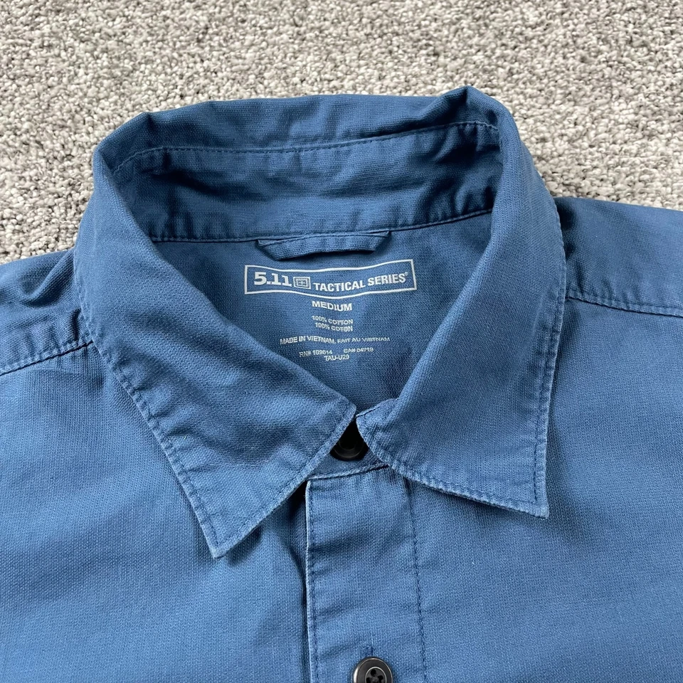 511 Tactical Shirt Men Medium Blue Snap Cotton Covert Quick Draw Concealed Carry - Image 4 of 4
