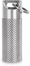 100% Waterproof Titanium Pill Box Keychain - TSA Approved, Strong Silver-mini 