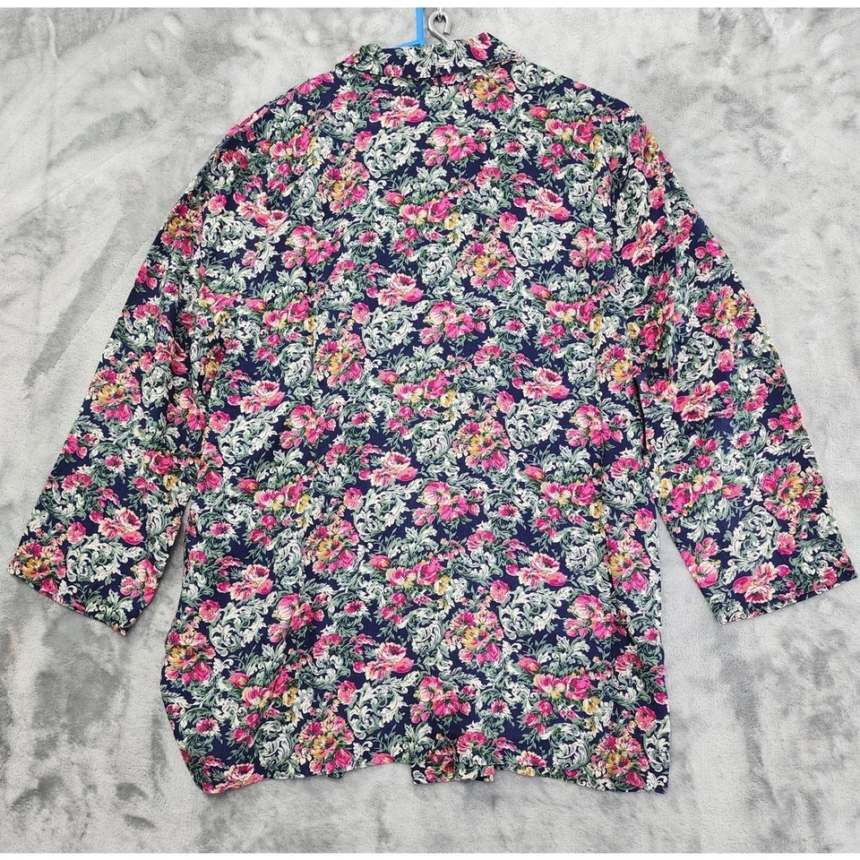 Винтажный легкий блейзер Kenneth Mitchell на одной пуговице размер 18 синий цветочный узор - Изображение 2 из 4