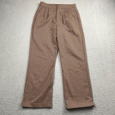 Paige Jia Trousers Pants Womens 2 Rosewood Houndstooth Ankle Cuffed Career