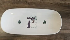 Pfaltzgraft Snow Bear 16 In Regtangular Platter Scarf Tree Christmas 
