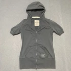 Y2K 2000s Vintage Hollister Zip Up Hoodie Women's Size L Short Sleeve Gray