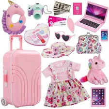 18 Inch Doll Suitcase Travel Luggage Play Accessories, Doll Clothes Accessori...
